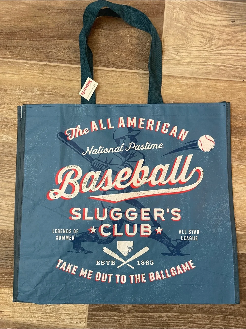 T.J.Maxx Navy ⚾️Baseball⚾️Graphic Reusable Tote with Red and White Accents  NWT